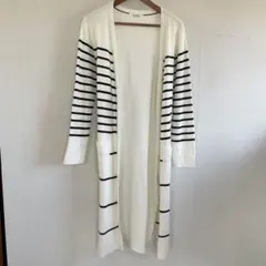 未使用 i CHOICE ストライプ ロングカーディガン ホワイト L