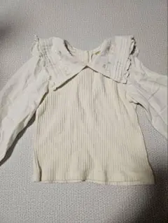 moimolnアイボリー フリル襟 長袖ブラウス100cm