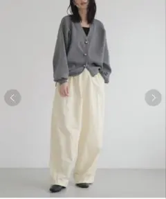 リアン、ウエストドロスト ワイドパンツ アイボリー