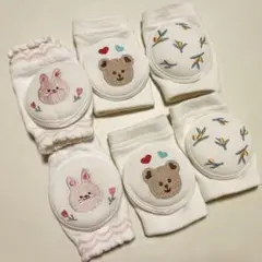【未使用】うさぎ　くま　お花 アイボリー　膝当て　ハイハイ　赤ちゃん