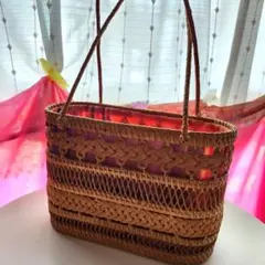 アタ かごバッグ 手編み アジアン ショルダー 中布付きのサムネイル