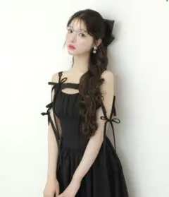 【極美品】【新品未使用】M me eme タフタ リボンミニワンピース 黒 m.me.eme】Taffeta ribbon mini onepiece - メルカリ