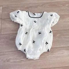 シーイン SHIEN ホワイト リボン刺繍 ロンパース 80㎝　9-12M