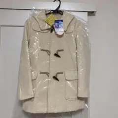 ホワイト ダッフルコート ウール混紡