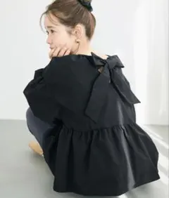coca パリフワ バックリボンブラウス ブラックのサムネイル