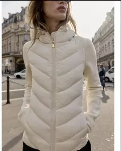 ZARA コントラストパフジャケット L