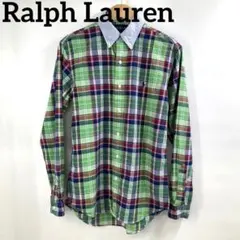 Ralph Lauren ボタンダウンシャツ　チェック柄　グリーン　Sサイズ