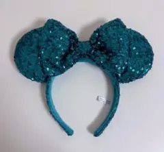 ディズニー カチューシャ スパンコール 緑 青 グリーン エメラルド