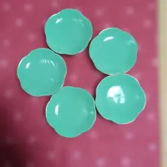 ターコイズ 花びら型皿 5枚セット