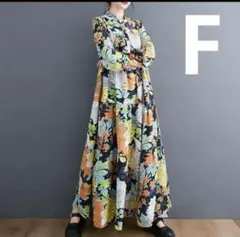 モード系　大きいサイズ　レディースゆったりロングワンピース　体型カバーAライン