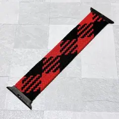 Apple Watch バンド ナイロン　赤と黒のストライプ