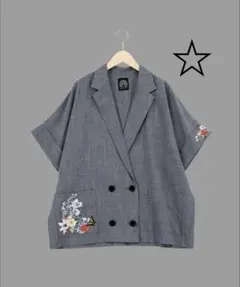 スカラー ScoLar 162607：花ネコ刺繍入り半袖ジャケット - メルカリ