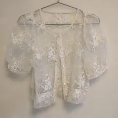花柄刺繍 レースブラウス ホワイト