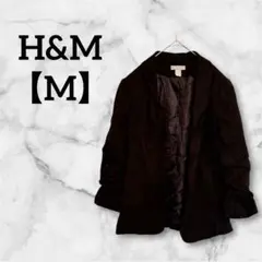 美品✨H&M 【M】ブラック ノーカラージャケット ジャケット　黒のサムネイル