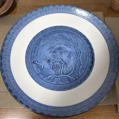若山窯】犬絵陶器皿 有田焼 飾り皿 染付 飾り絵 骨董 絵皿 額皿 干支