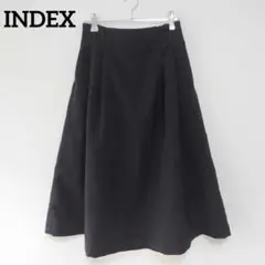 INDEX/インデックス/膝丈フレアスカート/ブラック/無地/М/ウエストゴム