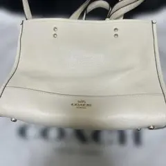 M*♪様 COACH ホワイトレザートートバッグ
