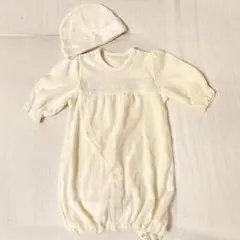 エンゼル　angel アイボリー ベビードレス 帽子付き