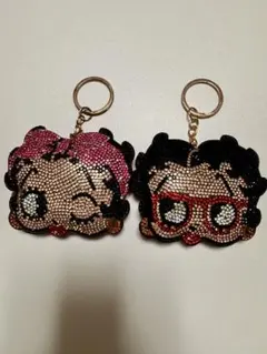 Betty Boop ラインストーンキーホルダー 2個セット