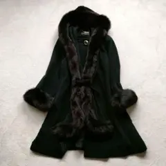 039　三陽商会　SOLEIL　アンゴラ　フォックス　ロングコート　オフホワイト アンゴラウール コンバーチブルロングコート（01-15WE06-203）｜K.T