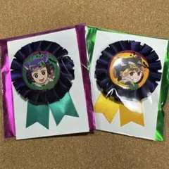 【匿名】鬼滅の刃 ハロウィン2025 竈門炭治郎 我妻善逸 コサージュ風缶バッジ