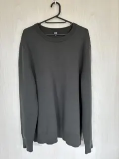 ユニクロ UNIQLO ウォッシャブルミラノリブクルーネックセーター グレーXL