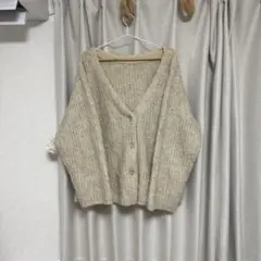 mystic シャギー ニットカーディガン ベージュ 淡色