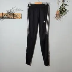 adidas【XS】ブラックジャージパンツ サイドストライプ スポーツ ウェア