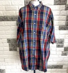 美品【エディーバウアー】ボタンダウンシャツ 半袖白タグ90年代ヴィテージ大きめのサムネイル
