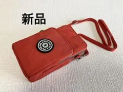 新品 ナイロン 軽量 スマホショルダー ポシェット オレンジ系のサムネイル