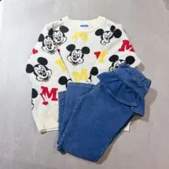 子供服　110 ミッキーマウス柄　RAG MART 長ズボン　フリル付き