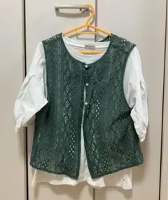 【24時間以内に発送⭐︎最終値下げ】グリーンベスト半袖セット　SM2