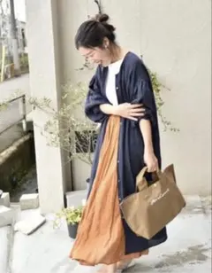 美品 アワーホーム OUR フレンチリネンロングワンピース 近年モデル 美品 アワーホーム OURHOME フレンチリネンロングワンピース 近年