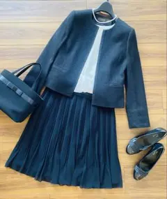 新品リフレクトツイードジャケット上下13号黒ジョーゼットスカート