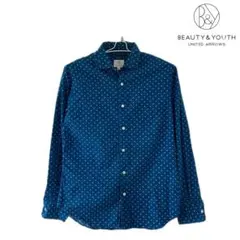 【匿名配送】B&Yユナイテッドアローズ メンズドットシャツ ブルー Sサイズ