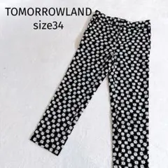 トゥモローランド◆花柄刺繍 スラックス クロップド丈 黒34 S 3026のサムネイル