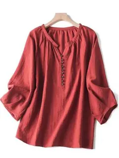 涼しい 着心地いい Vネック 七分袖 ブラウス レディース シンプル 人気新作