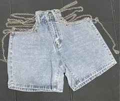 完売品☆ 新品 SHEIN シーイン チェーンレースアップ ジーンズ　レディース