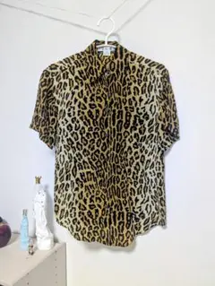 古着JACK MULQUEEN シルク100%レオパード柄シャツ