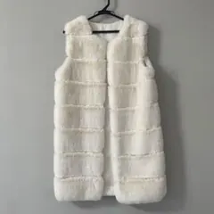 美品‼️フェイクファーベスト ファーコート ジレ　ホワイト