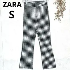 ZARA フレアパンツ チェック柄　ストレートパンツ　カジュアル　シンプル　S