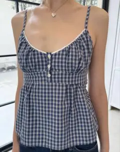 Brandy Melville チェック柄 キャミソール ブルー