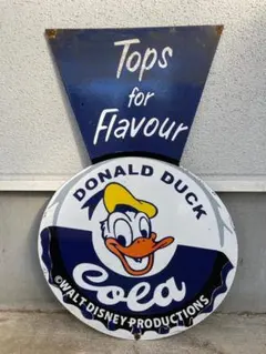ビンテージ 大型 看板 ドナルドダック Cola コーラ 76cm ホーロー看板