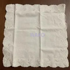 未使用★WAKO大判タオルハンカチ 白 アイボリー 刺繍 和光