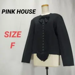 PINK HOUSE　カーディガン　リボン　黒　レディース　長袖　コットンのサムネイル