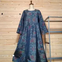 着物リメイク　大島紬からピンタックワンピース