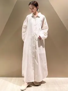 今期 ジェラートピケ ストライプシャツワンピース