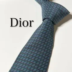 【美品】 Dior ディオール グリーン系 ストライプ柄 チェック柄 ネクタイ