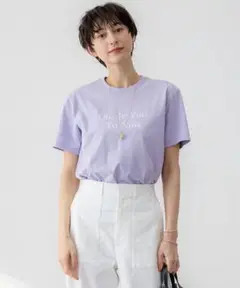 23区【新品タグ付き、洗える】カラーロゴ Tシャツライラック系38