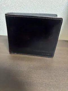 paul smith 黒レザー 二つ折り財布